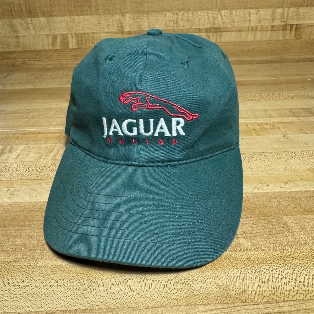 Vtg Jaguar Racing F1 Team Hat British Racing Green Embroidered fitted Cap OSFM